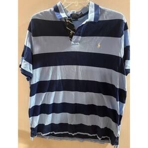 Polo Ralph Lauren Polo Shirt Mens 2XL Blue Striped Classic Fit Golf Performance